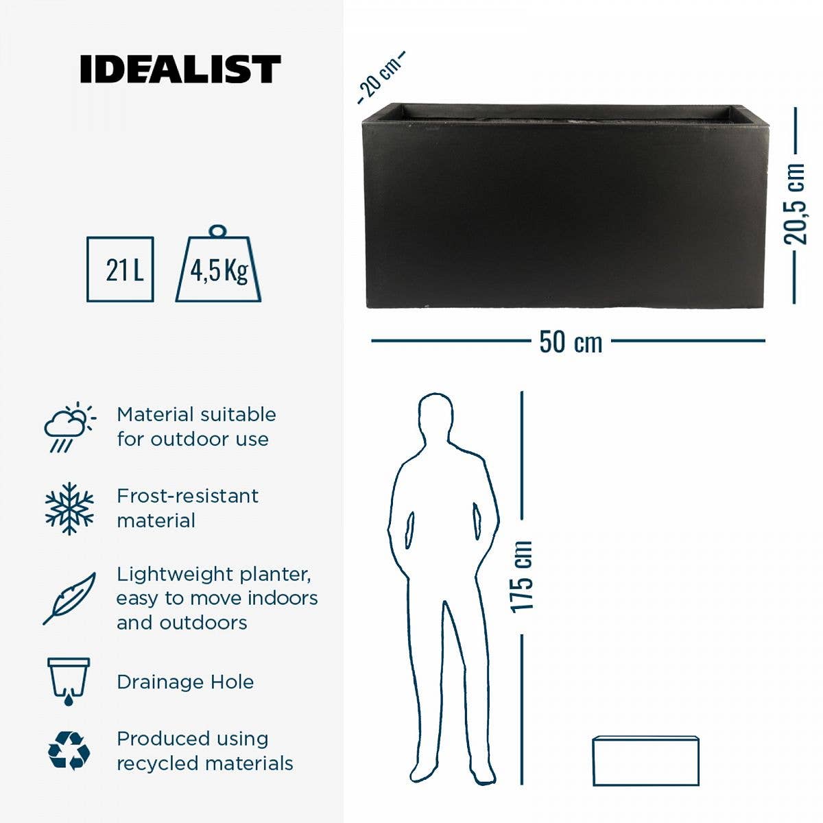 Idealist Lite Fibrestone Planters - Vente Jardinière - Potager contemporain léger en béton résistant au gel10