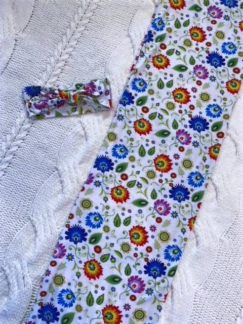 Prettiest Polish Garden Party Swaddle & Headband Set for wholesale by Siemka Creations