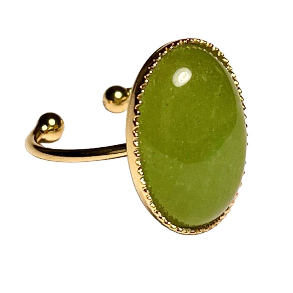 TOURMALYN - Vente Bague de cocktail/de cérémonie - Bague "ELSA" dorée or fin en pierre d'Aventurine6