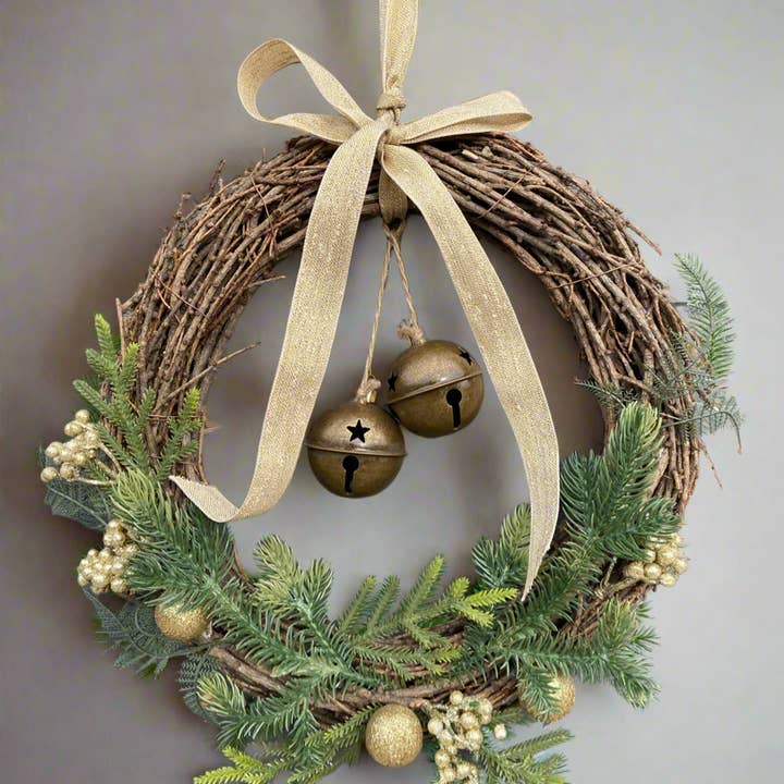 Marissa's Gifts - Wholesale Wreath - Handmade hanging wreath with bells/ Christmas seasonal decor 30 x 30 x 18cm11