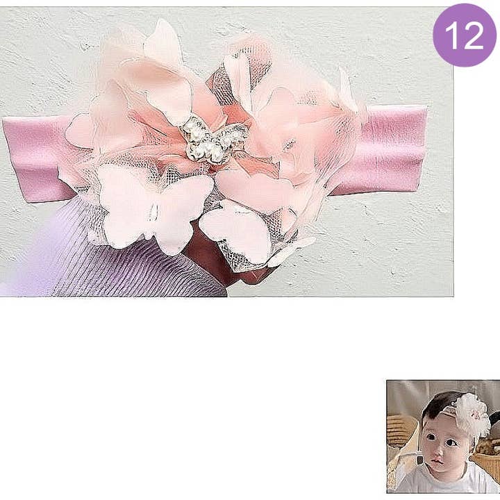 Dozen Paster Butterfly Baby Head Band for wholesale by Diacly