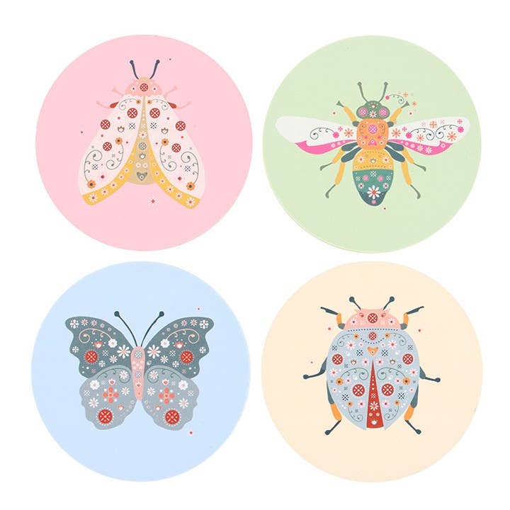 Something Different Wholesale – wholesale Coasters – Floral Bug Coaster Set1