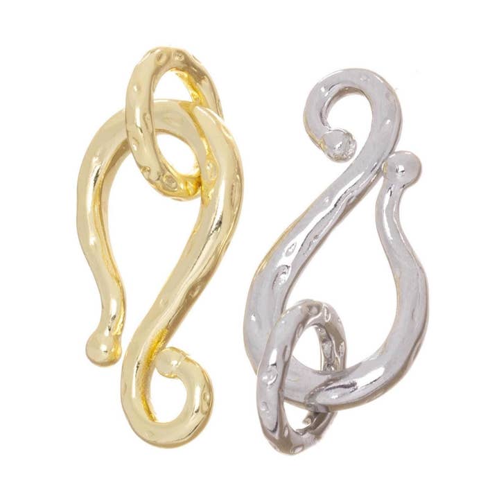 Cierre en forma de S de oro/plata martillado para fabricación de joyas para venta al por mayor de Jewel Pledge