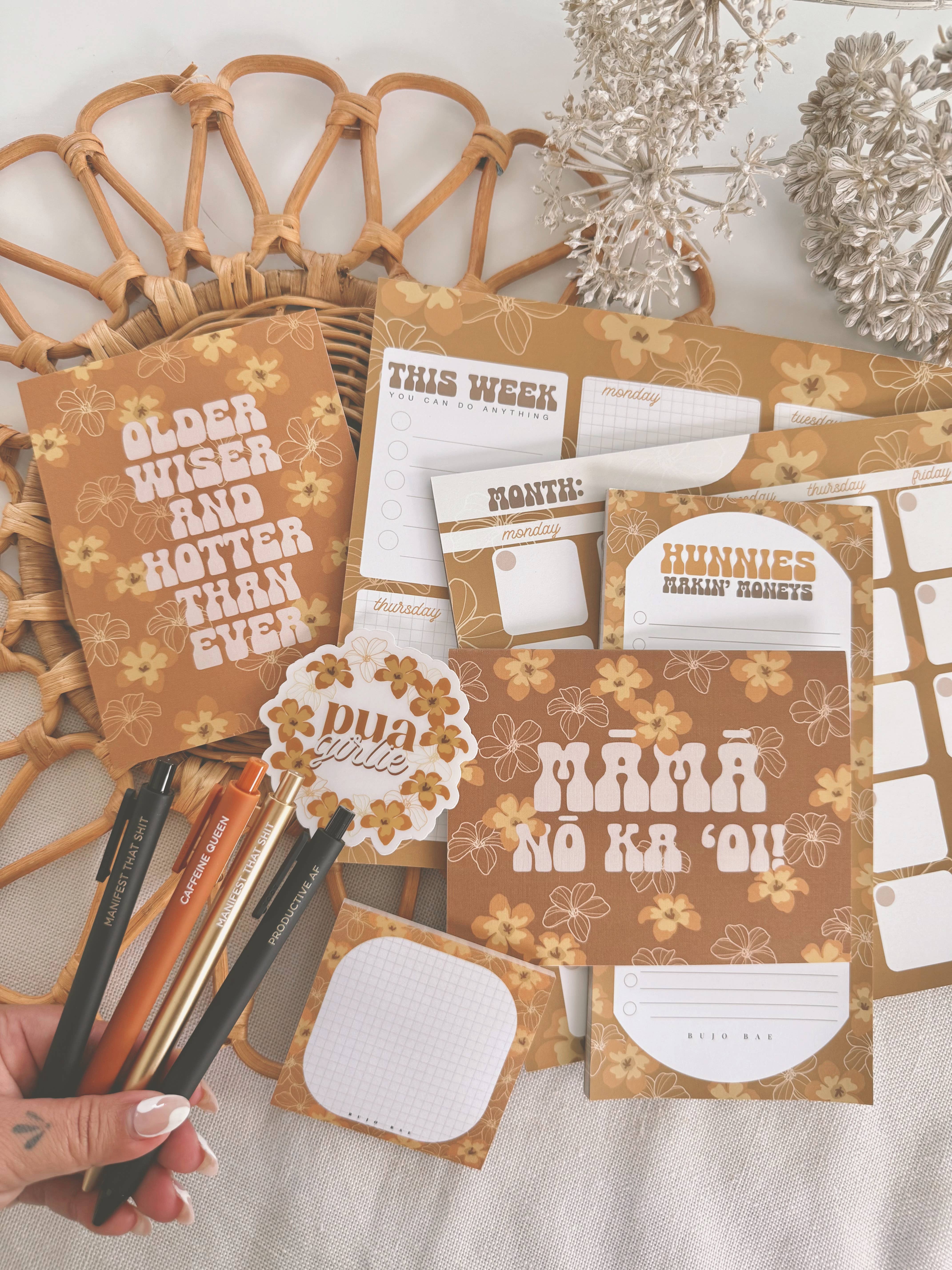 Bujo Bae - Wholesale Notepad - Puakenikeni in Honey Hue | Monthly Notepad1