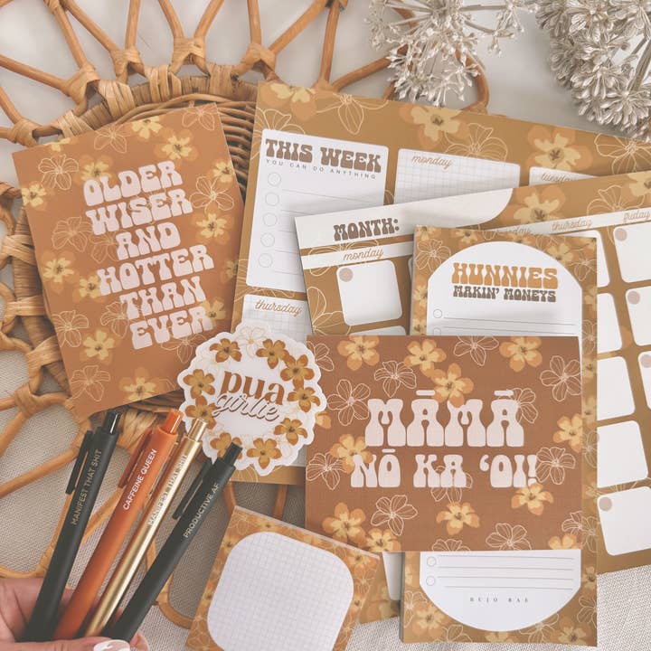 Bujo Bae - Wholesale Notepad - Puakenikeni in Honey Hue | Monthly Notepad1