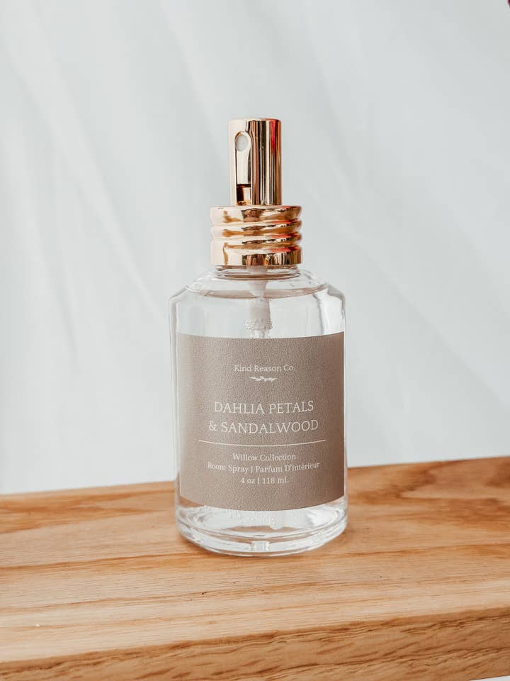 Dahlia Petals & Sandalwood - Room + Linen Spray for wholesale by Kind Reason Co