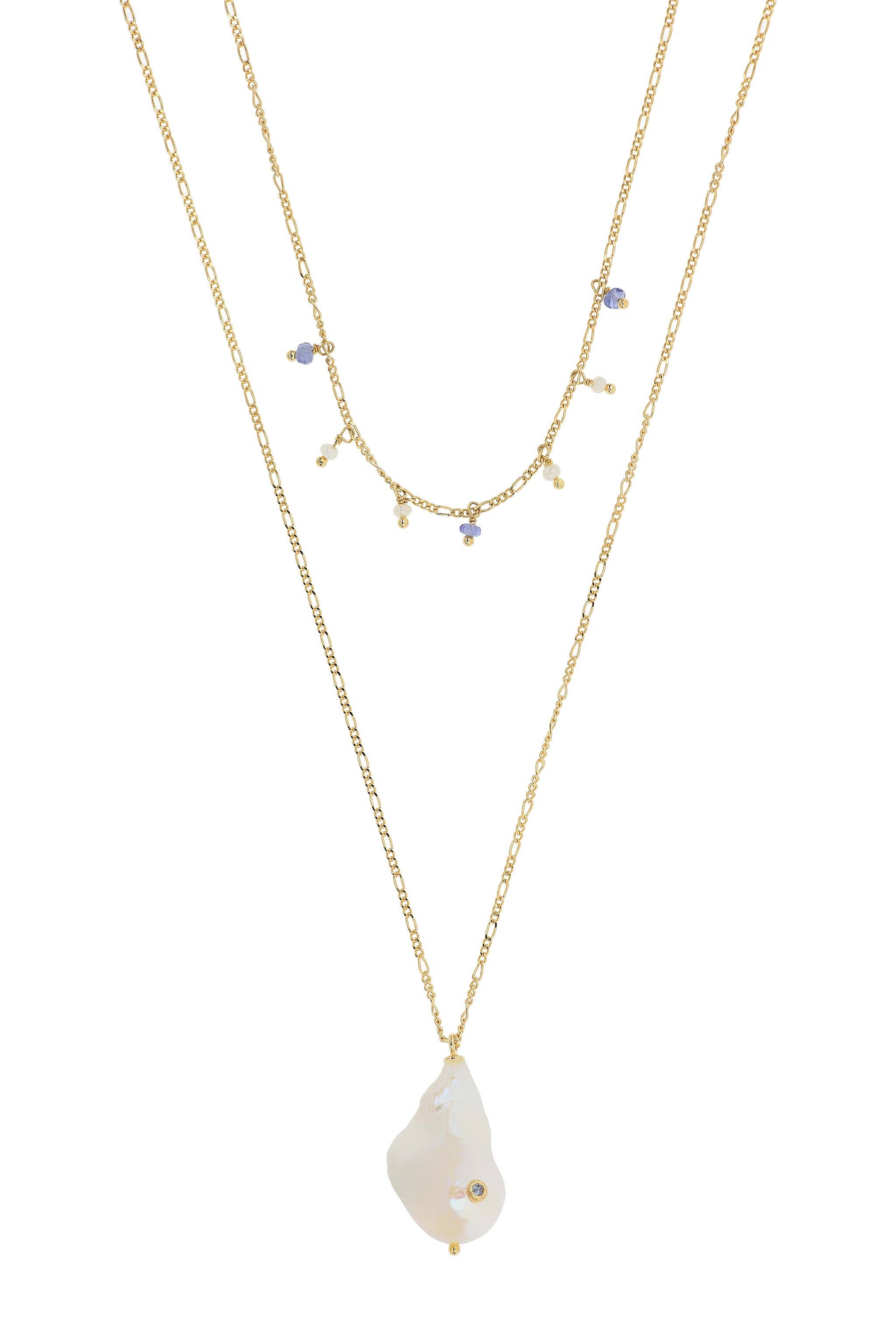 ISHWARA JEWELS - Vente Collier ras-de-cou - Collier double rang avec pendentif perle baroque/TZ | Perle baroque1