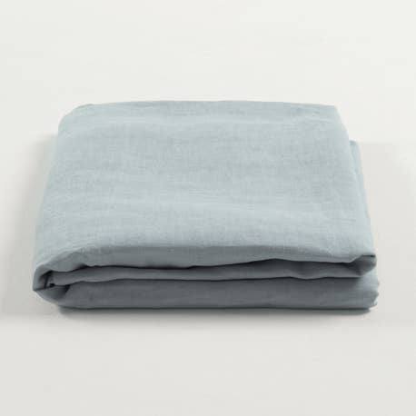 Drap plat en lin Aqua pour la vente par The Katha