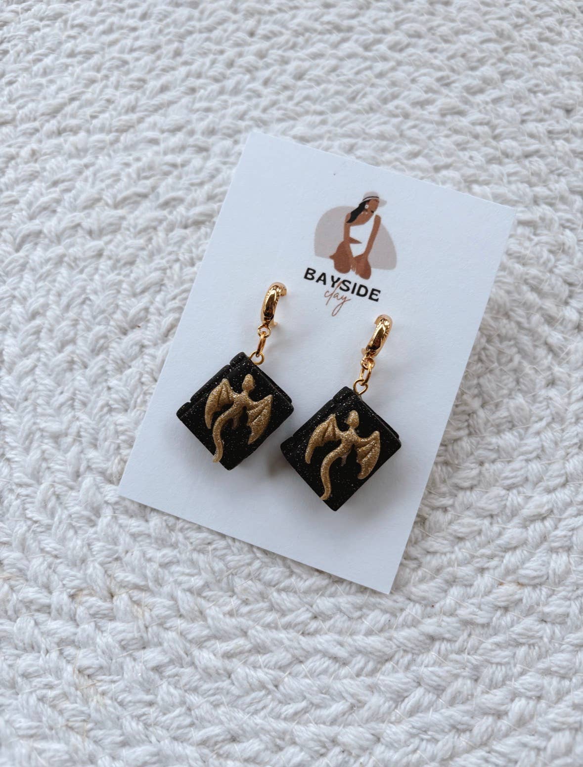 Bayside Clay - Wholesale Dangle Earrings - Dragon Book Dangles | Clay Earrings | Bookish1