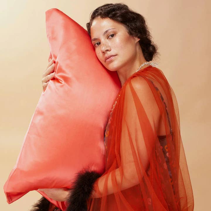 Coral Pillowcase for wholesale by Gilded Fox Silk