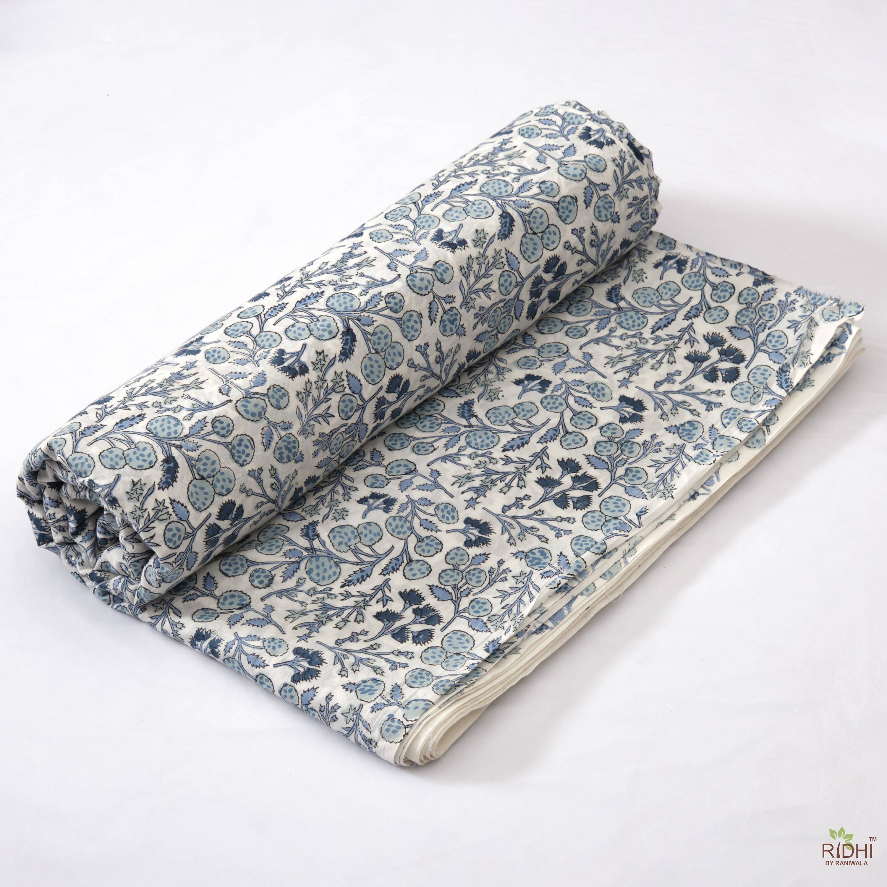 Fabricrush - Wholesale Fabric - Denim and Baby Blue Indian Hand Block Print Fabric by yard 0