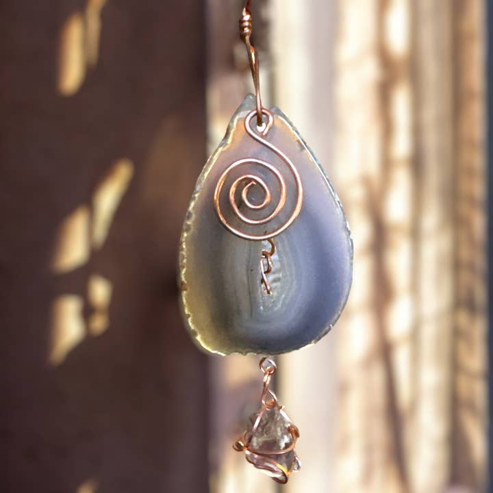 Well Fed Wolf L.L.C. - Wholesale Suncatcher - Handcrafted CopperWire-Wrapped Crystal Stone Window Hangings6