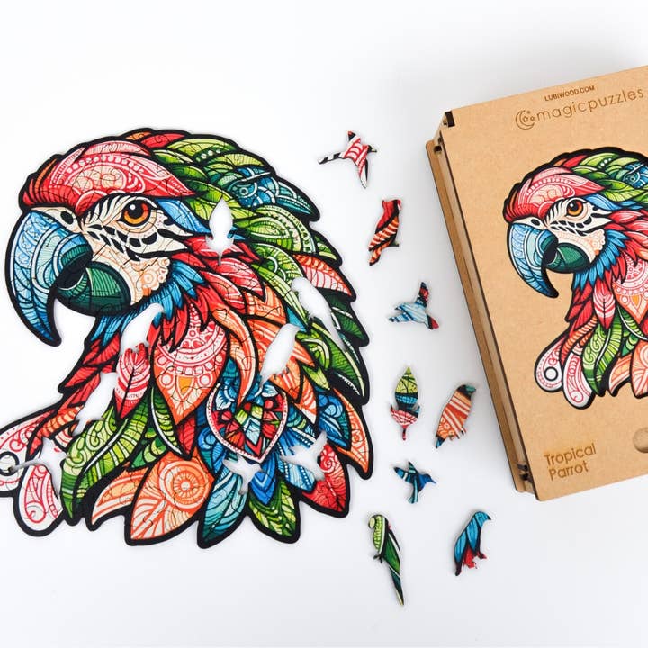 Lubiwood - Wholesale Puzzle - Adult - Tropical Parrot Jigsaw A4 Premium Box