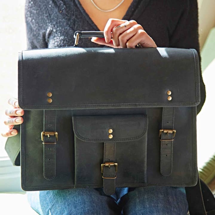 The Paper High Gift Company Limited - Wholesale Messenger Bag - Unisex - Buffalo Leather Vintage Satchel - Handmade
