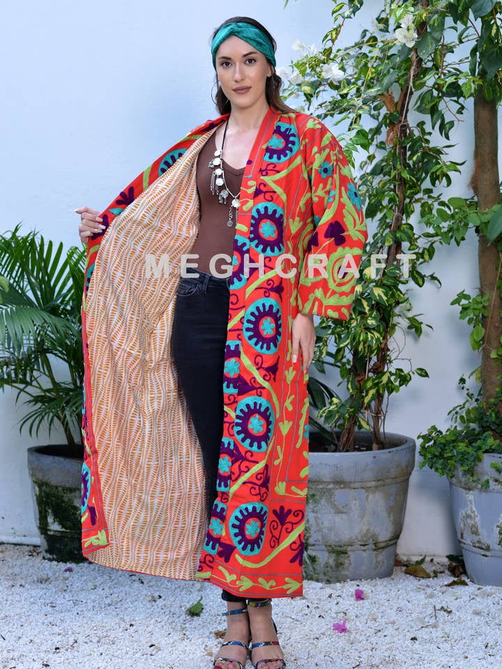 Meghcraft - Wholesale Kimono - Women's - Exclusive Suzani Embroidered Kimono robe