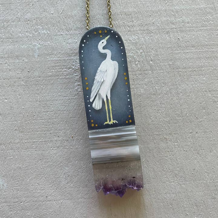Fernworks – wholesale Pendant/charm necklace – Heron Crystal Necklace0