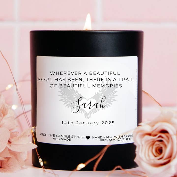 RISEthecandlestudio - Wholesale Jar/filled candle - Wherever a beautiful soul has been, there is a trail of beautiful memories - Personalised Memorial Candle2
