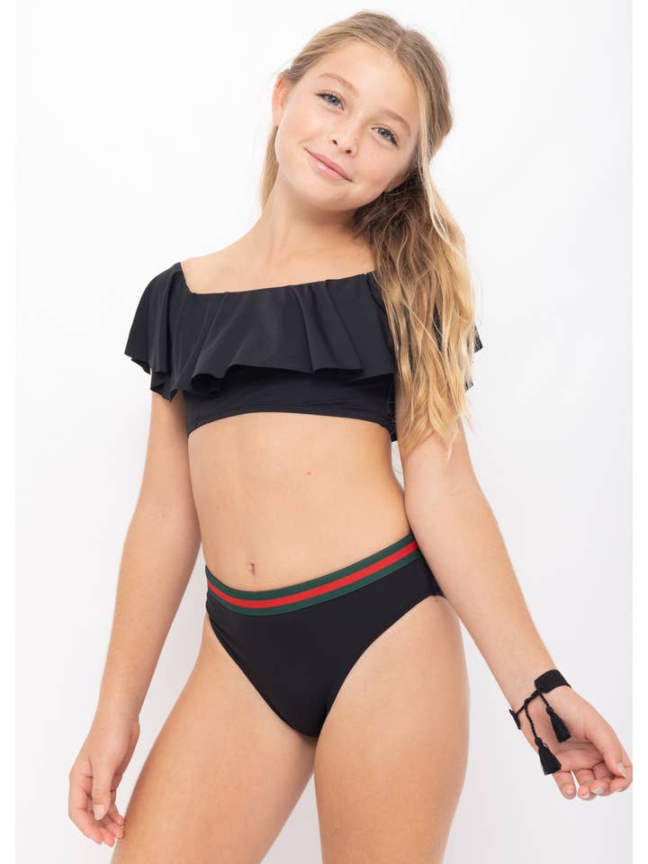 Stella Cove - Vente Bikini – enfant - Bikini noir avec ceinture