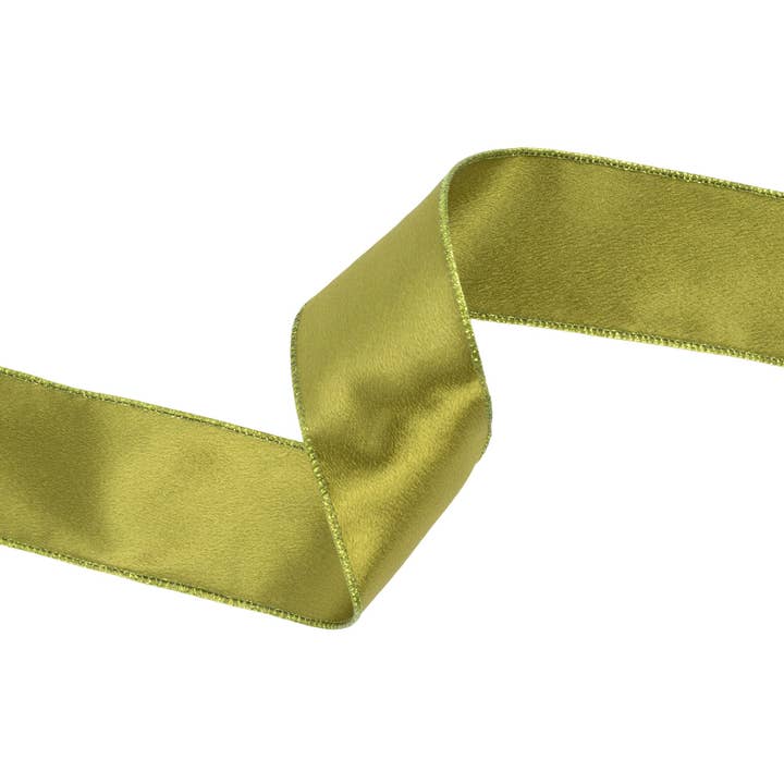 LA Ribbons Wholesale - Vendita all'ingrosso Nastri - Confezione regalo - Nastro di raso scintillante cablato 2 1/2" | Muschio con retro in muschio | Rotolo da 10 yard4