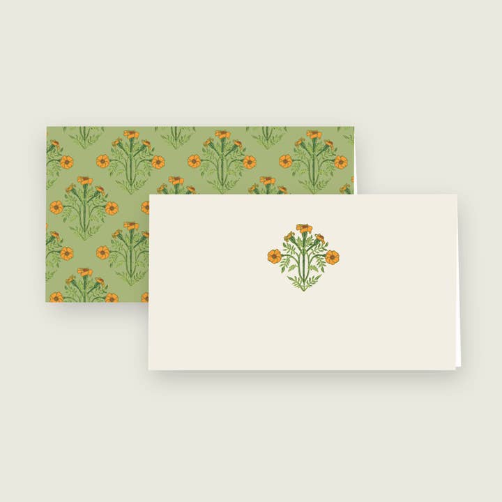 Ensemble de cartes de placement pliées Œillet d'Inde. pour la vente par re:mused studio