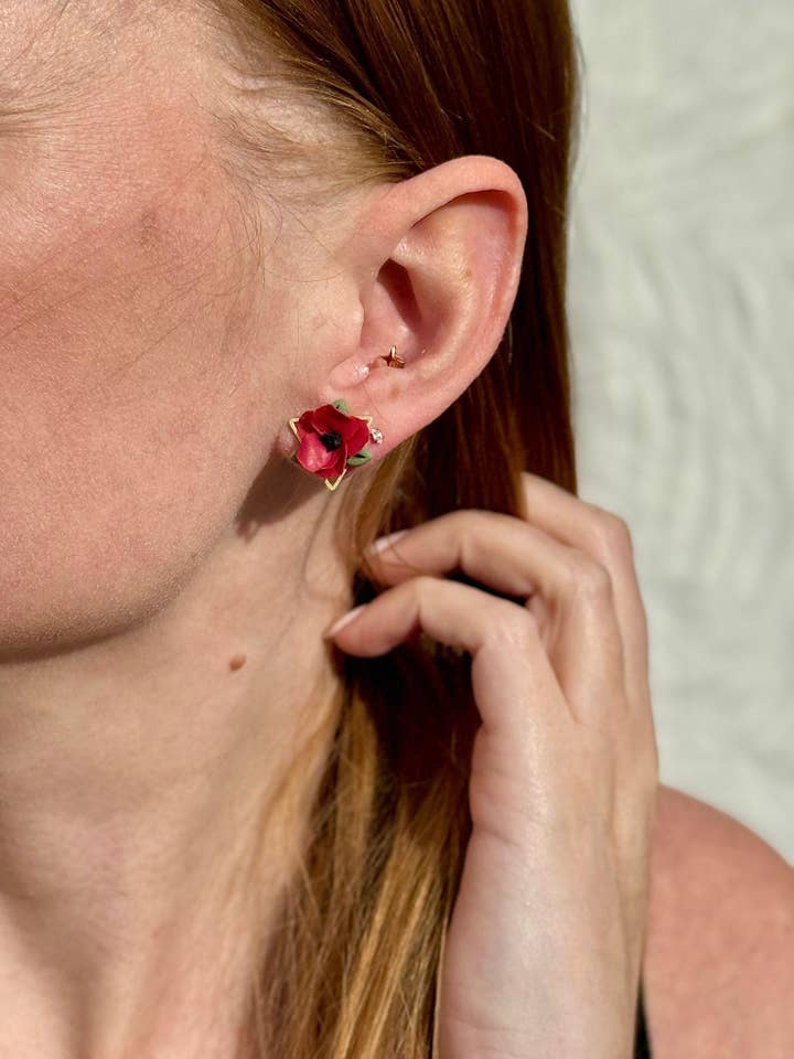 POPPIES stud earrings surgical steel posts for wholesale by Zoe Anthony Designs