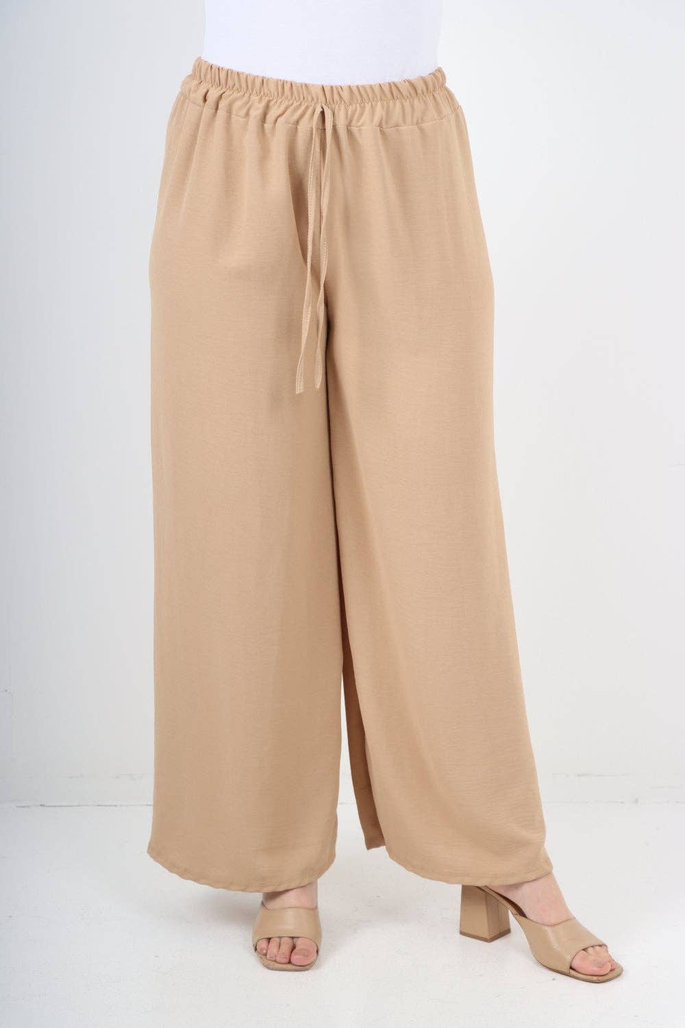 Miss Bold – wholesale Pants – Women's – Italian Elastic Waistband Drawstring Wide Leg Trousers8