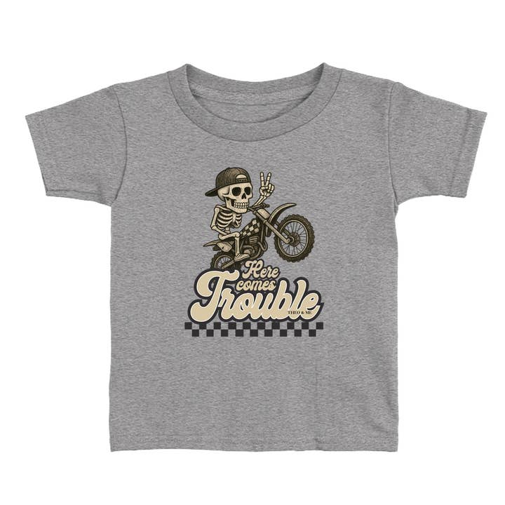 Rufflеѕ & Bоwtіеѕ - Affordable Boys & Girls Clothing - Wholesale Screen Printed T-Shirt - Kids - Toddler Here Comes Trouble T-Shirt - Dirt Bike 3