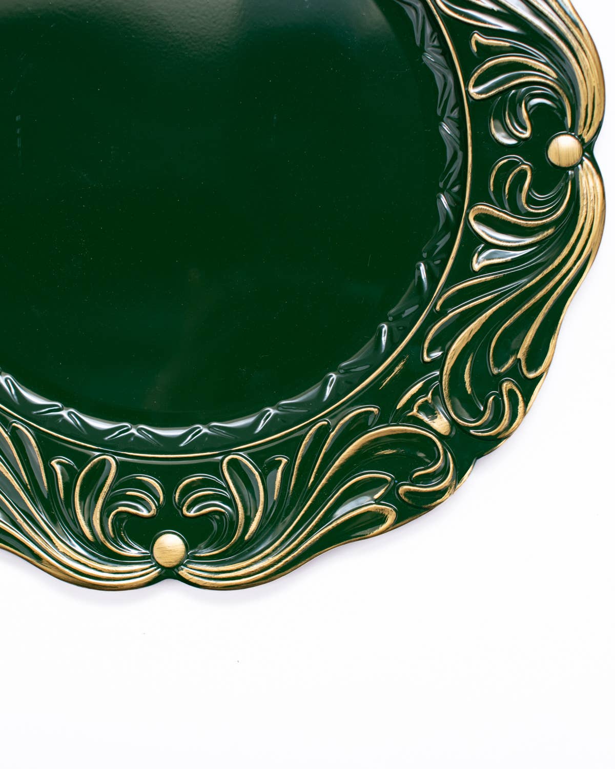 The Royal Standard - Wholesale Charger Plate - Via Del Corso Charger   Dark Green/Gold   13"1