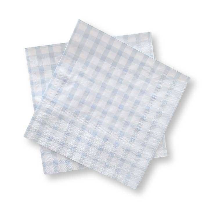 Josi James - Wholesale Disposable Napkin - Baby Blue Small Gingham Cocktail Napkins (24pcs)0