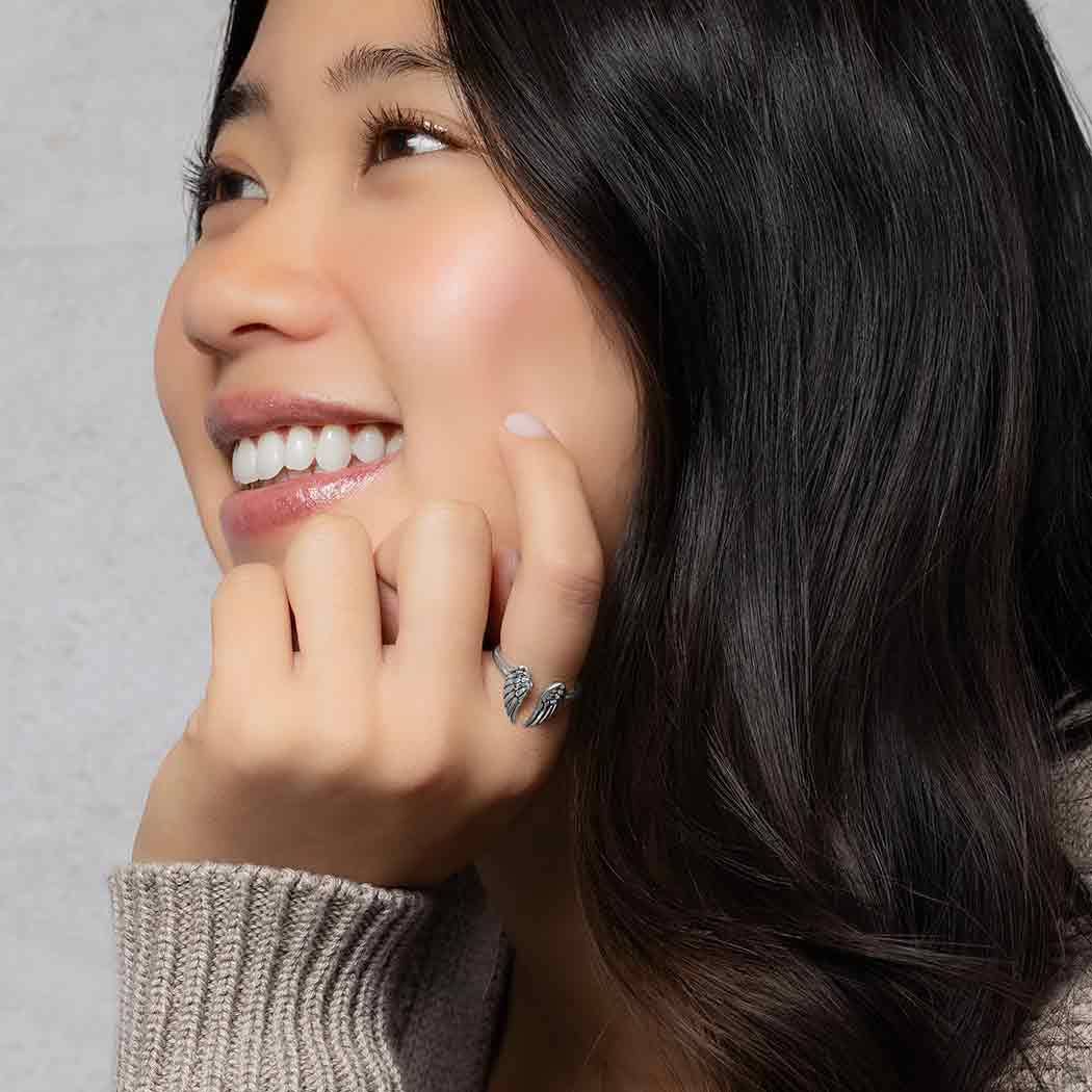 Nina Designs - Wholesale Band/Stacked Ring - Sterling Silver or Bronze Adjustable Angel Wing Ring1