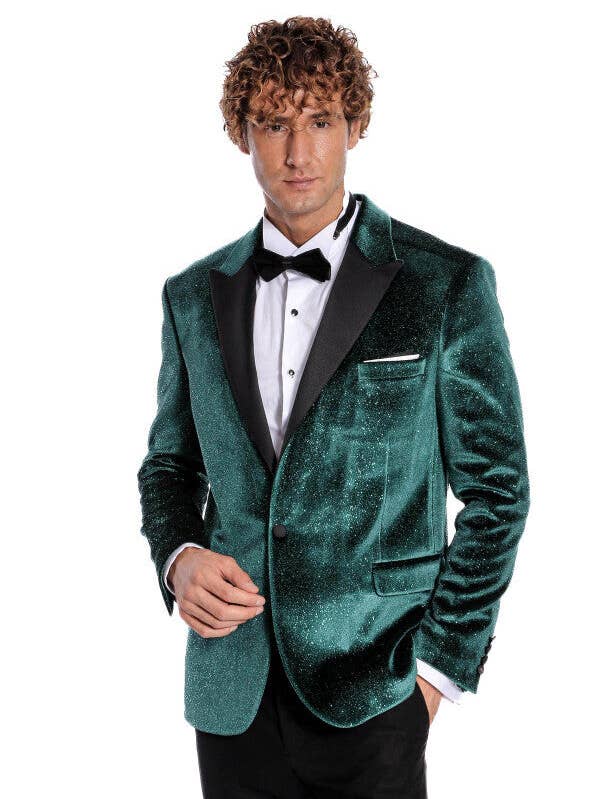 Sparkle Slim Fit Fluweelgroene galablazer voor heren - Wessi voor wholesale door Wessi