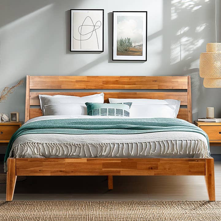 Acacia Solid Wood Bed Frame - Aurora Style for a Stylish Bedroom for wholesale by Megsu