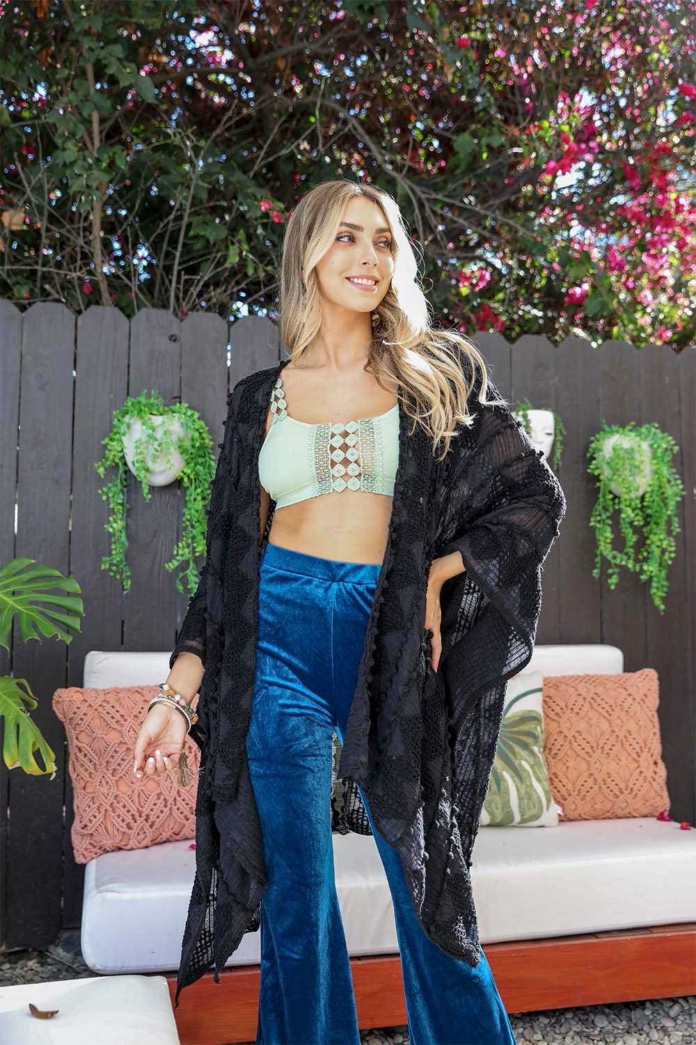 Leto Accessories - Wholesale Kimono - Women's - Embroidered Zig Zag Soft Kimono ⚡️ - Cover Up4