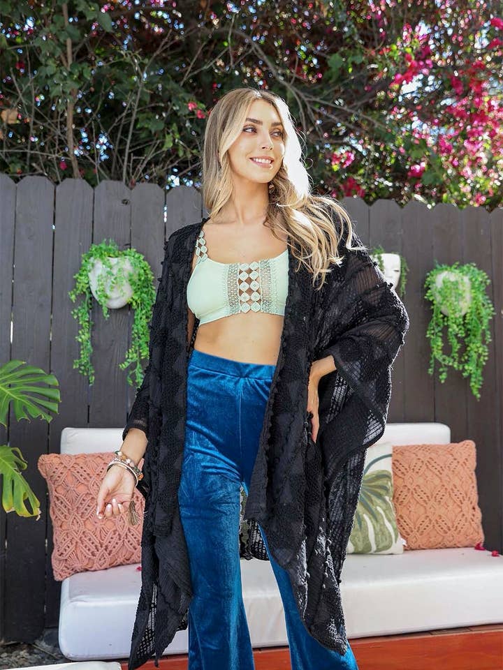 Leto Accessories - Wholesale Kimono – Women's - Embroidered Zig Zag Soft Kimono ⚡️ - Cover Up4