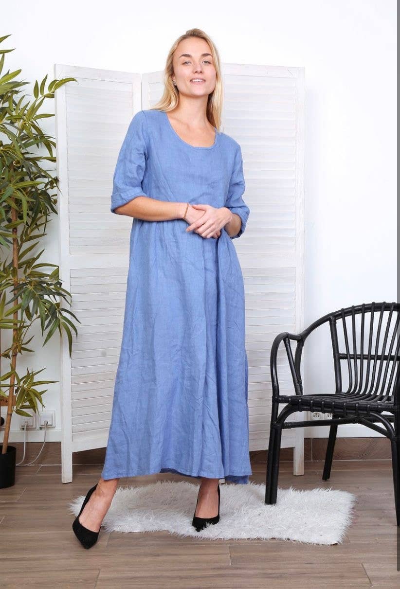 LÉA & LUC - Wholesale Dress - Women's - Long dress in 100% linen REF.714837