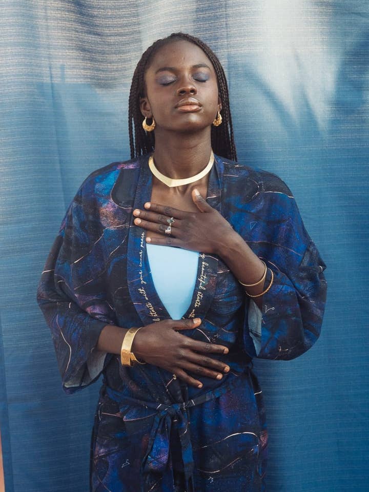 Kimono el universo infinito - Azul para venta al por mayor de Rock on and Namaste