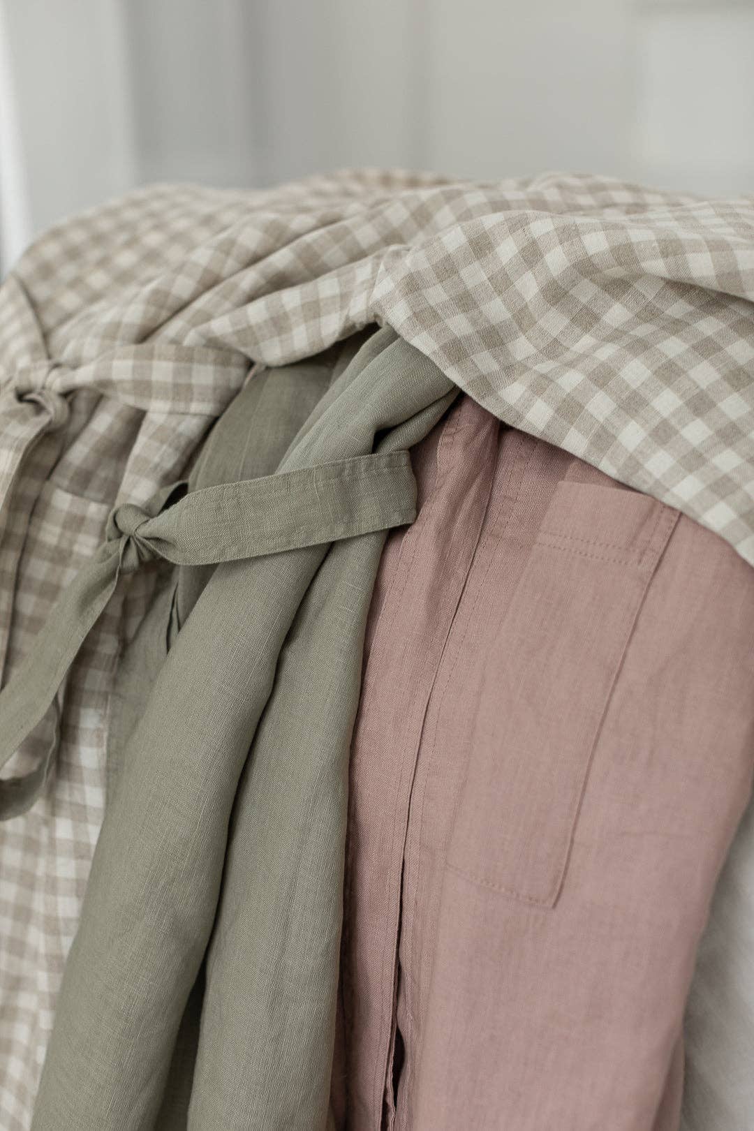 linen label - Wholesale Robe - Women's - Gingham - French Linen Robe Kimono, Pyjamas, dressing gown3