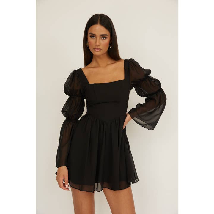 One and Only Collective - Wholesale Dress - Women's - CHIFFON SLEEVE MINI DRESS