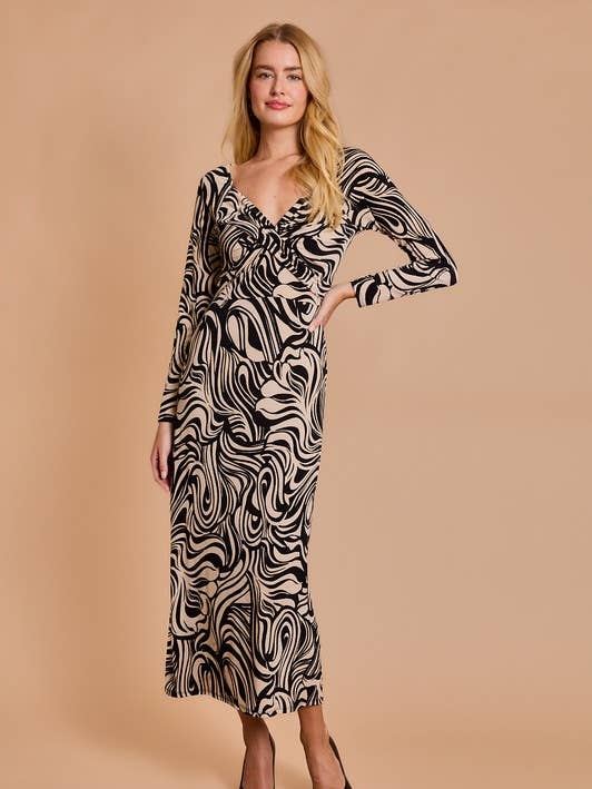 FRONT TWIST DETAIL LONG SLEEVE DRESS for wholesale by GILLI