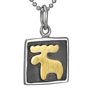 King of the Pines Brass & Sterling Moose Pendant for wholesale by Tiger Mountain Jewelry