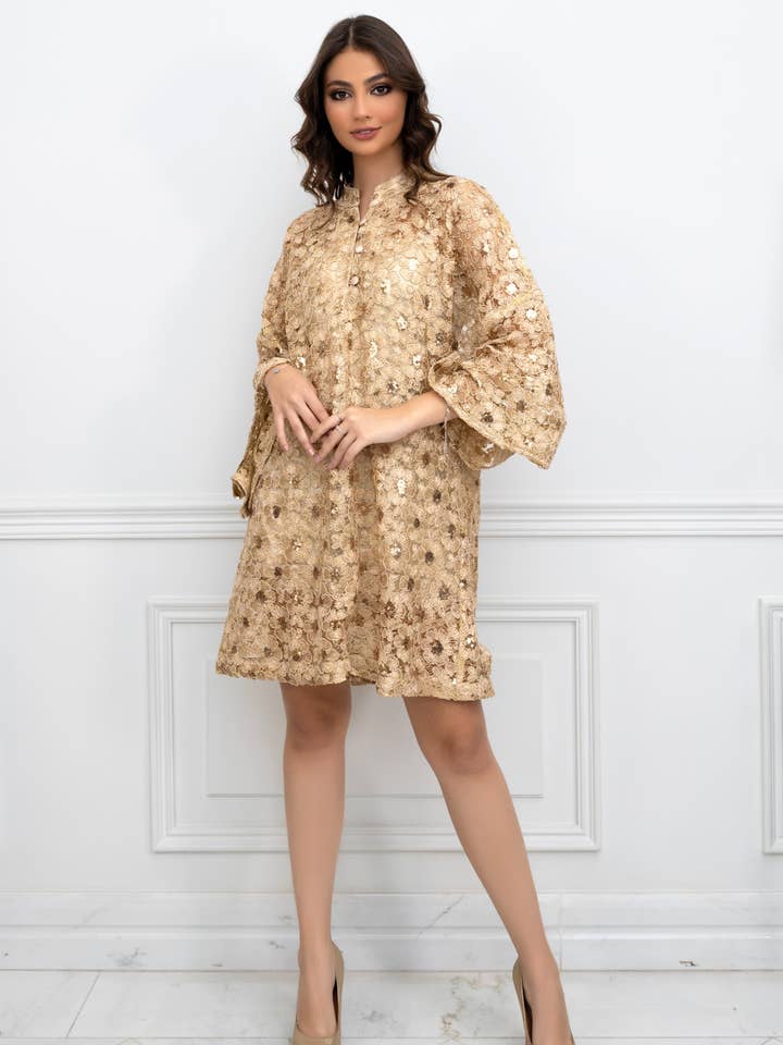 Grace Gold Caftan Dress for wholesale by Unmatched BYU