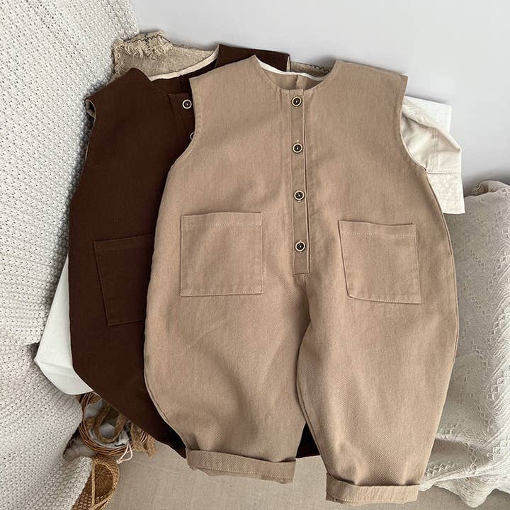 Baby Enfärgad Ärmlös Unisex Övergripande för wholesale av MyKids-USA®