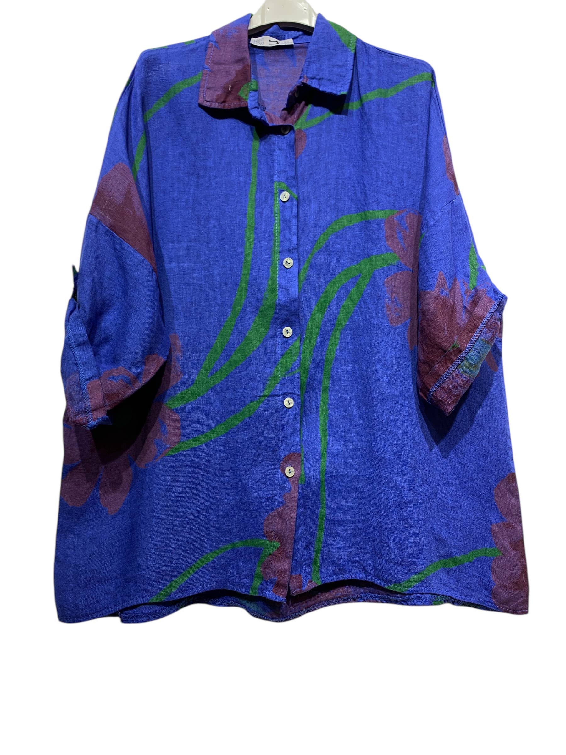 LINEN & COTTON HOUSE – wholesale Tröja med knappar – Dam – Tunika 09002 i 100 % lin, Fiore-mönster21