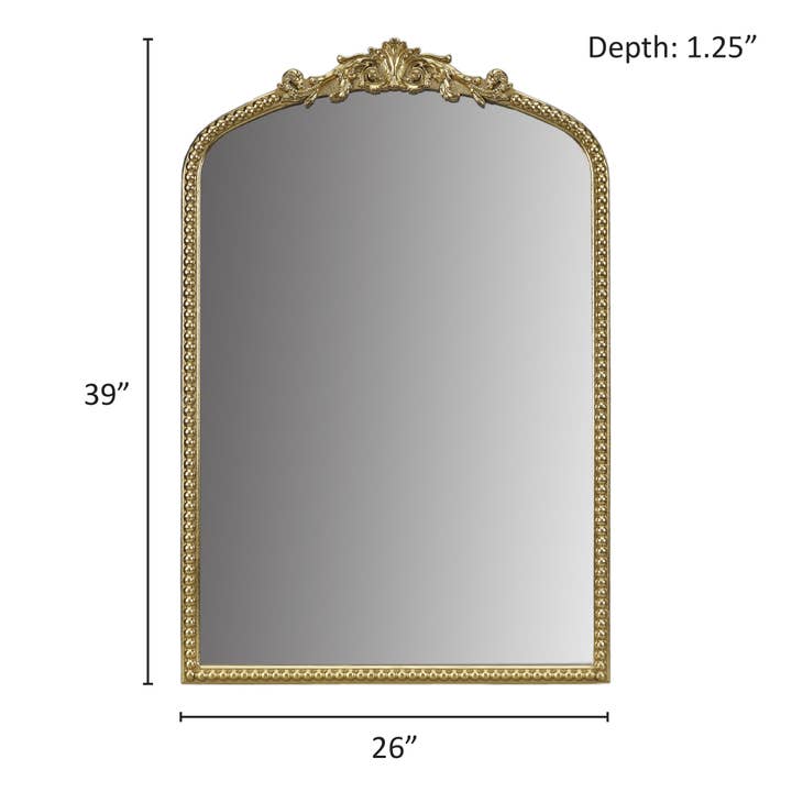 Olliix - Wholesale Wall Mirror - Transitional Beaded Arch Wall Decor Mirror, Gold