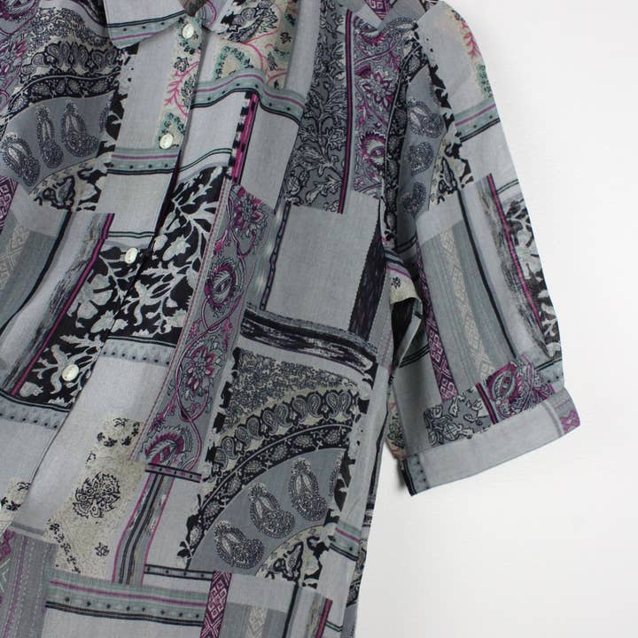 Sun's Out! - Wholesale Button Down Shirt - Women's - Vintage Short-Sleeve Button Up Blouse - Original Length26