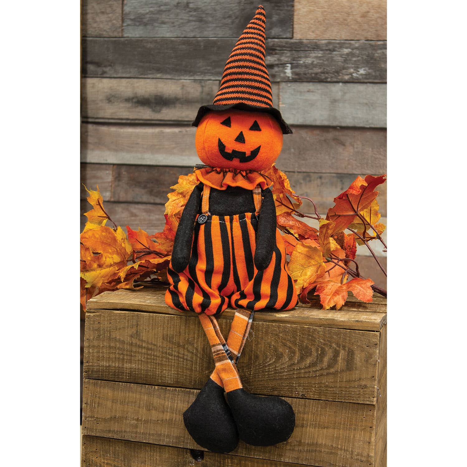 Bright Ideas - Wholesale Decorative Tabletop Object - Striped Bloomers Dangle Leg Jack O Lantern Doll1