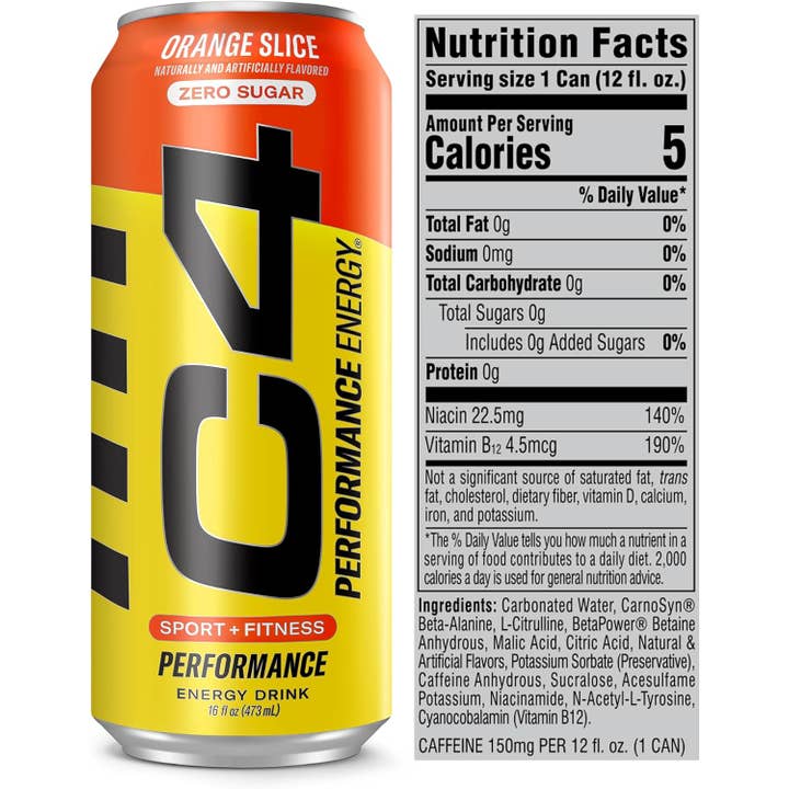 I Got Your Candy – Großhandel Sport-/Energydrink – C4 Performance Energy Orangenscheibe mit Kohlensäure, 16 Unzen — 12 ct