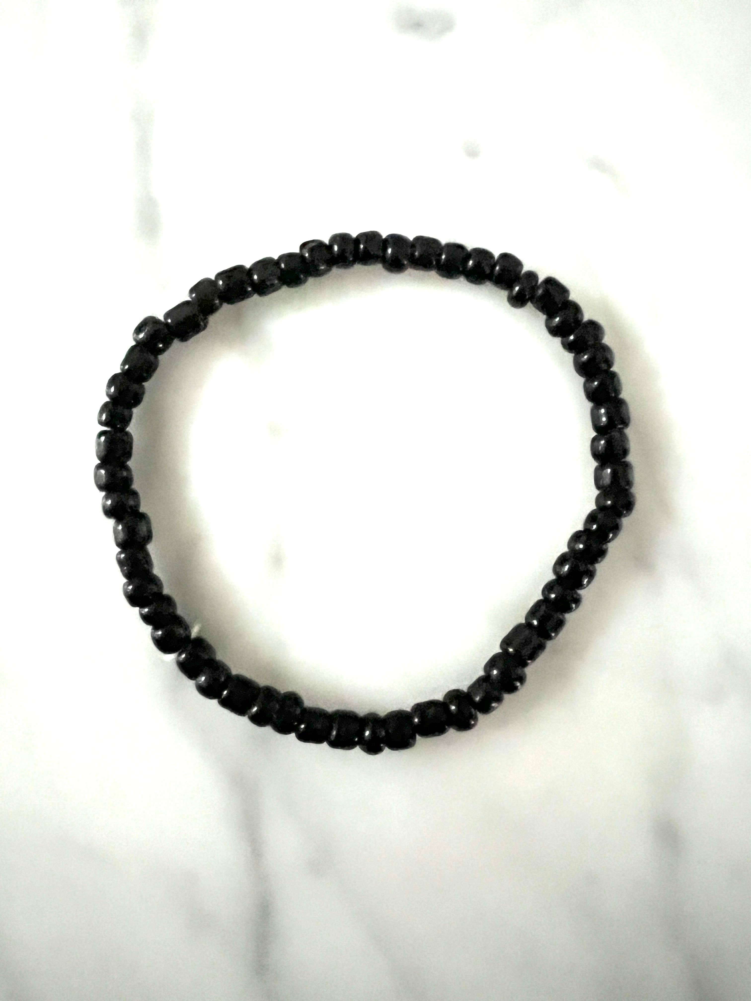 Erik & Mike - Wholesale Beaded Bracelet -  Hand Beaded Bracelet stretch in Black  3 inches diameter1