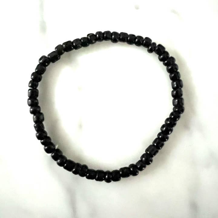 Erik & Mike - Wholesale Beaded Bracelet - Hand Beaded Bracelet stretch in Black 3 inches diameter1