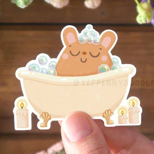 Bathtub Bun (Self-Care Series) - Sticker for wholesale by Yeppenny Doodles LLC